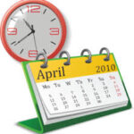 A clock showing 4:45 next to an April 2010 calendar.