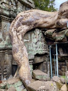A lush green valley with a river flowing through mountainous terrain under a cloudy sky.
